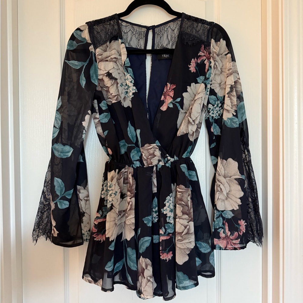 Trac Black Floral Lace Blouse